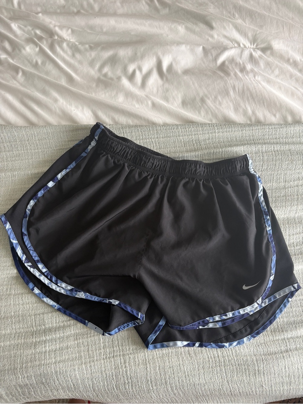 Nike Black Women's Athletic Shorts with Blue Trim